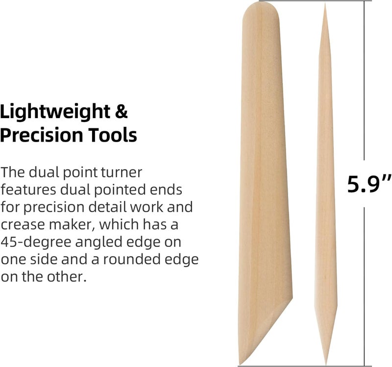 Calvana Wood Dual Point Turner & Crease Maker, Perfect for Crisp Folds and Corners, Precision Tools for Quilting and Sewing Seam Marking, Compatible with Prym Love Point Turner - Image 2